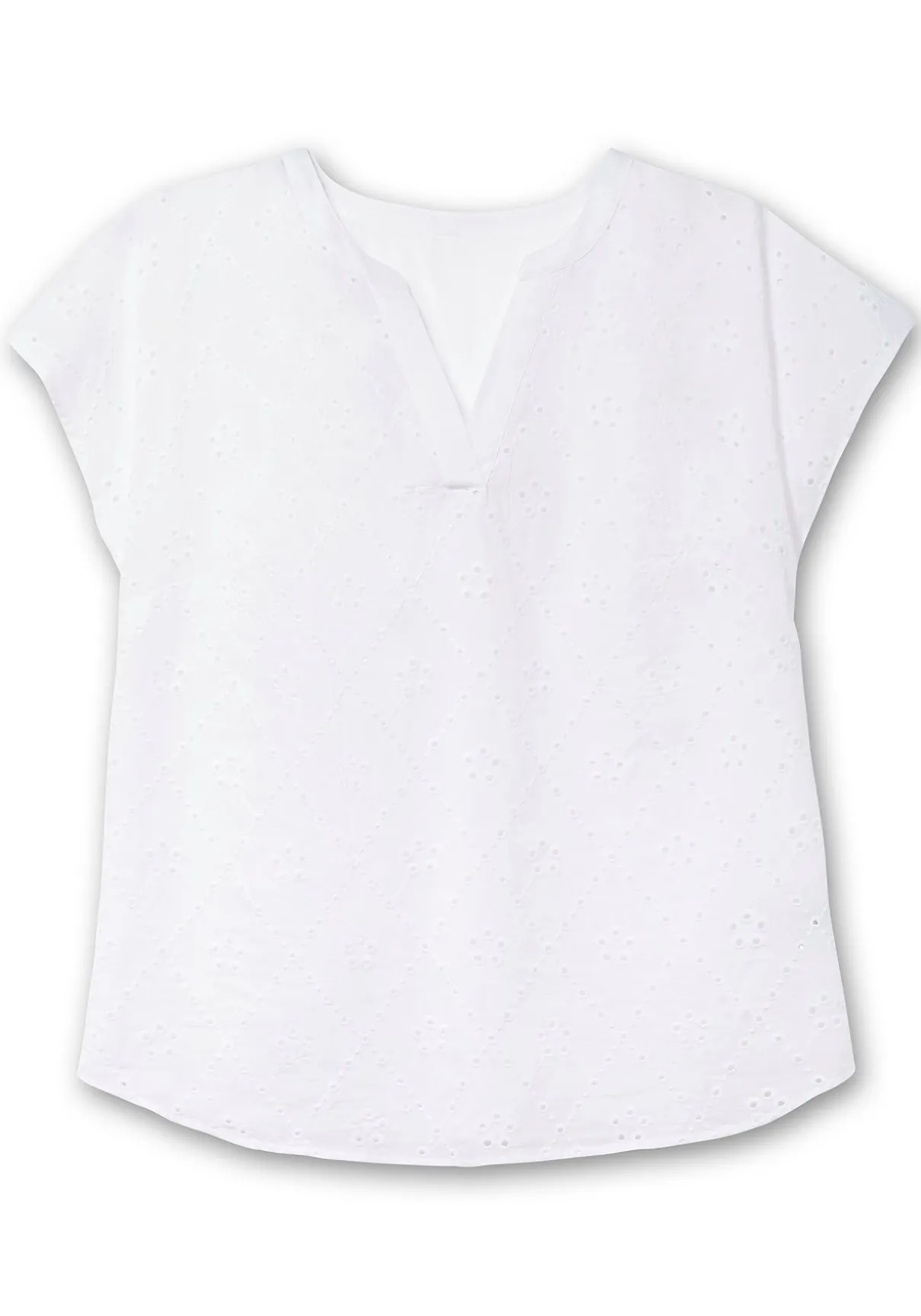 Tunika mit kurzen Ärmeln und Lochstickerei