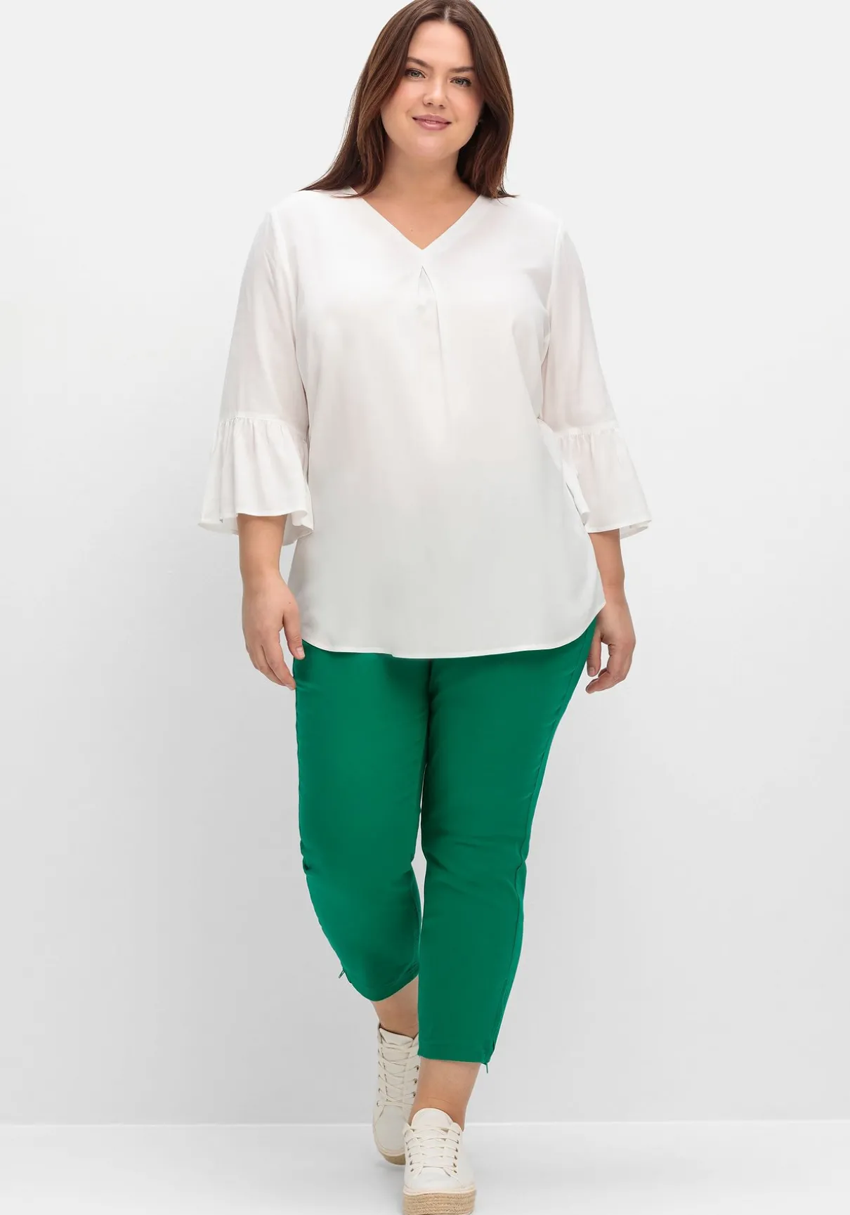 Tunika mit 3/4-langen Volantärmeln