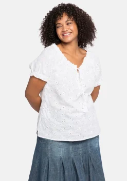 Tunika mit Lochstickerei und Rüschen