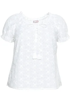 Tunika mit Lochstickerei und Rüschen