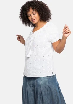 Tunika mit Lochstickerei und Rüschen