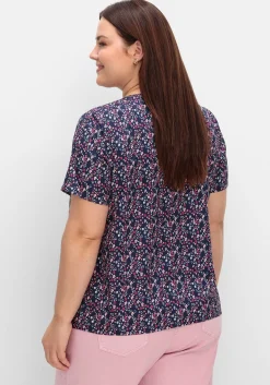 Tunika mit Minimalprint und kurzen Ärmeln