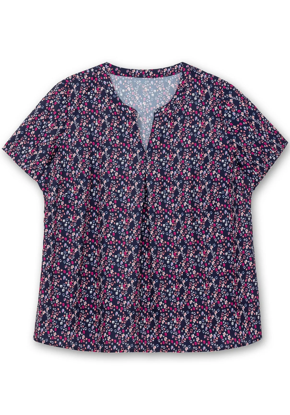 Tunika mit Minimalprint und kurzen Ärmeln