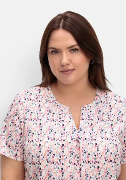 Tunika mit Minimalprint und kurzen Ärmeln