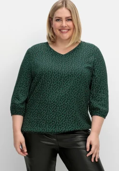 Tunika mit Minimalprint und Saum-Gummizug