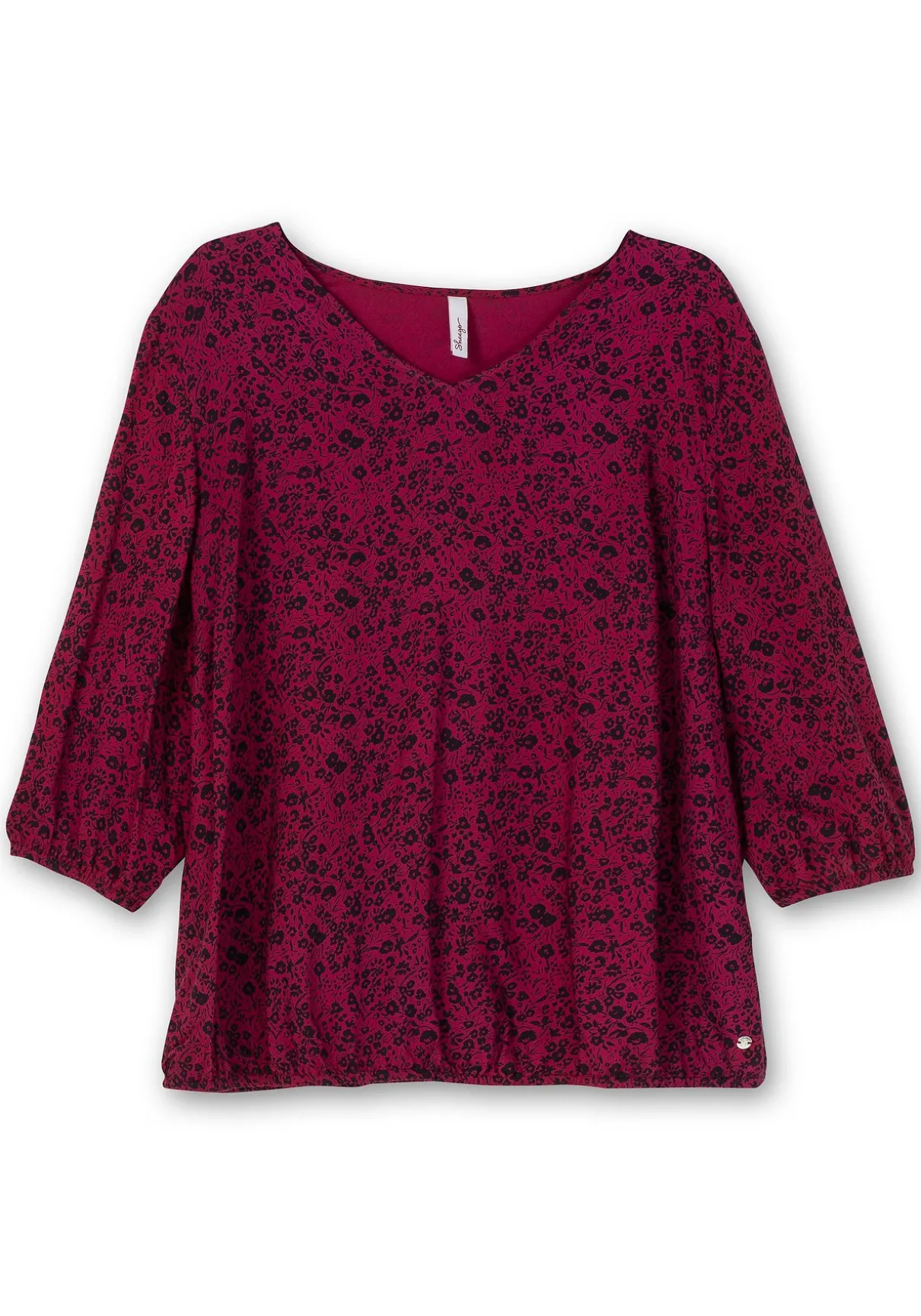 Tunika mit Minimalprint und Saum-Gummizug