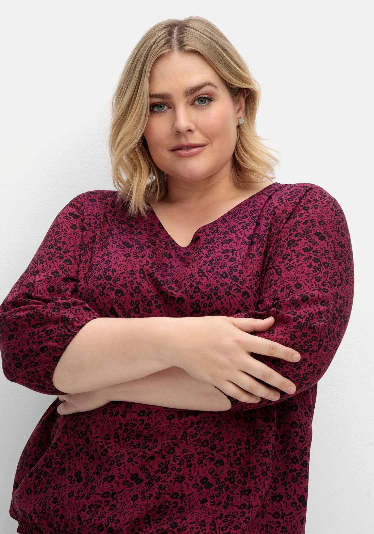 Tunika mit Minimalprint und Saum-Gummizug