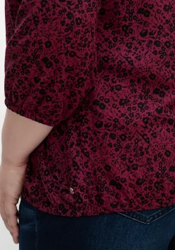 Tunika mit Minimalprint und Saum-Gummizug