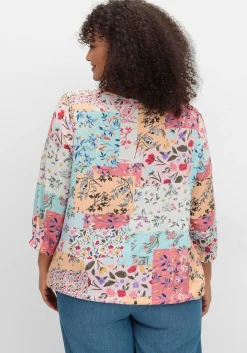 Tunika mit Patchwork-Print und Stretchsaum