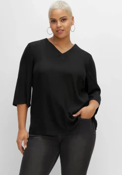 Tunika mit 3/4-Ärmeln und V-Ausschnitt