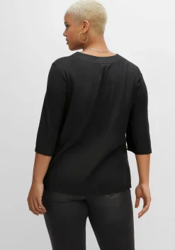 Tunika mit 3/4-Ärmeln und V-Ausschnitt