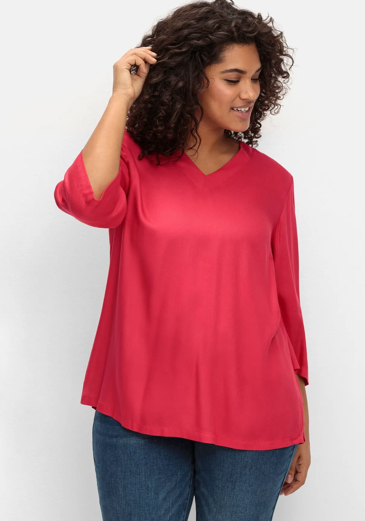 Tunika mit 3/4-Ärmeln und V-Ausschnitt