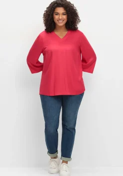 Tunika mit 3/4-Ärmeln und V-Ausschnitt