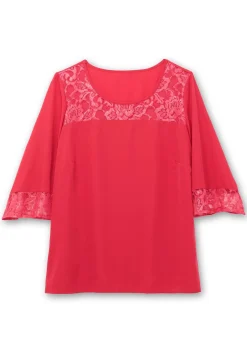 Tunika mit Spitze und Trompetenärmeln