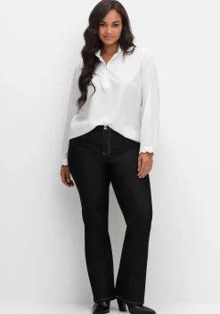 Tunika mit Stehkragen und gewellten Kanten