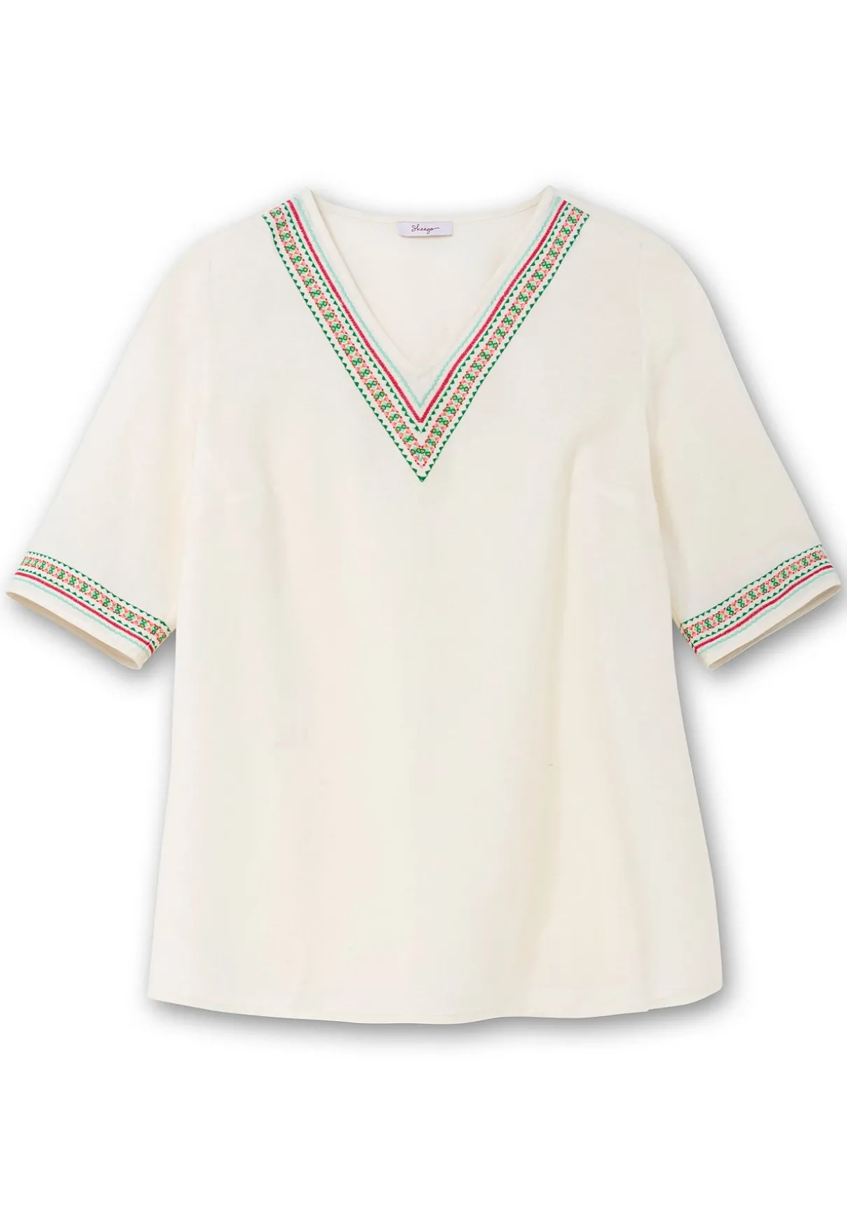 Tunika mit Stickereien, mit Leinenanteil