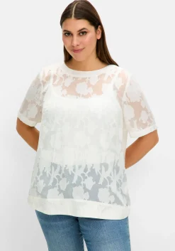 Tunika mit transparentem Jacquardmuster