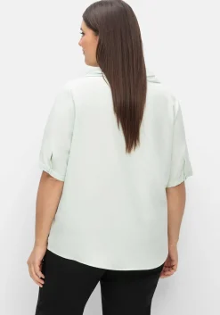 Tunika mit weitem Stehkragen, leicht schimmernd