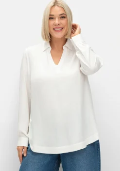 Twill-Tunika mit Hemdkragen und Kellerfalte hinten