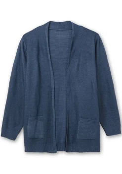 Verschlusslose Strickjacke im Linksstrickmuster