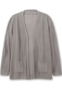 Verschlusslose Strickjacke im Linksstrickmuster