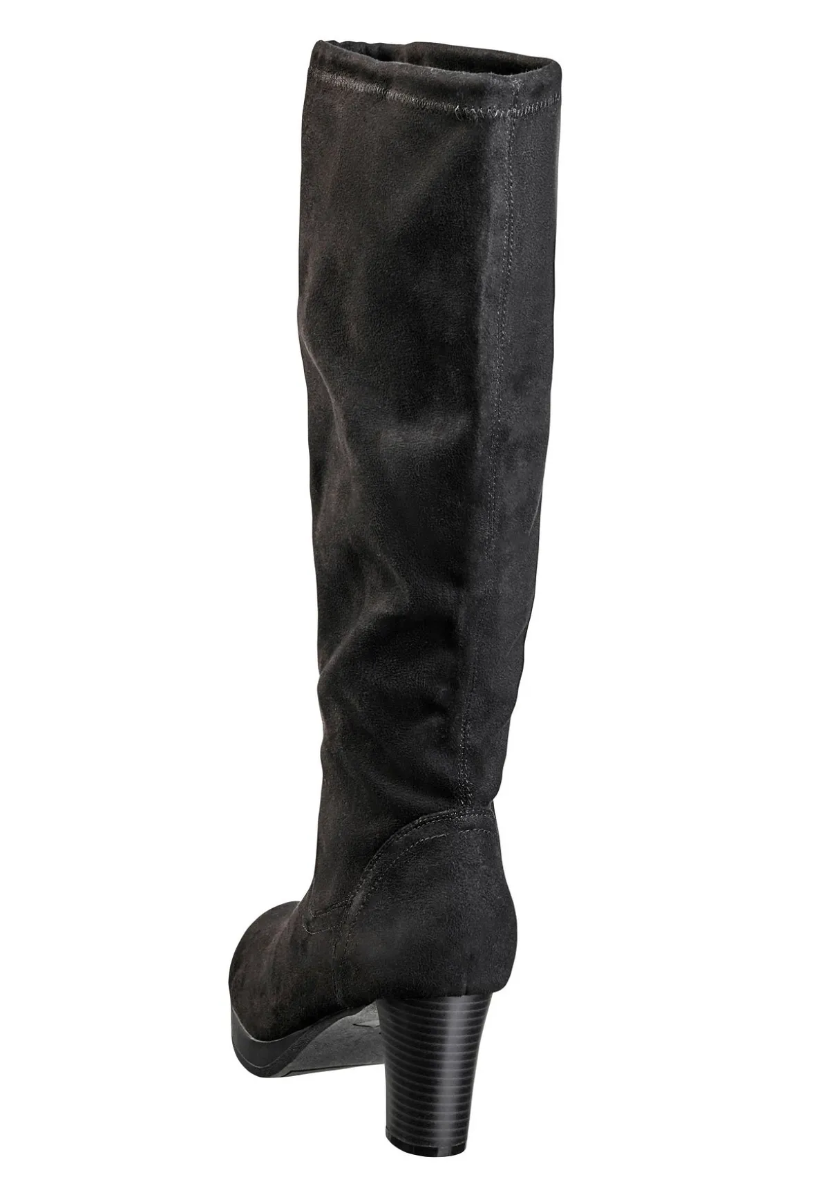 Verschlussloser Weitschaftstiefel in Wildlederoptik