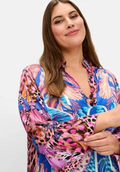 Volantkleid in Maxilänge, mit Mustermix