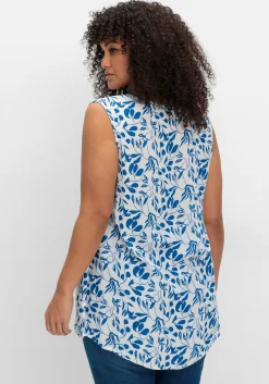 Webtop aus Crêpe, mit Blätterprint