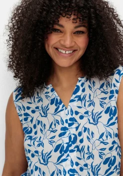 Webtop aus Crêpe, mit Blätterprint