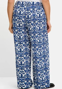 Weite bedruckte Hose mit Teilgummibund