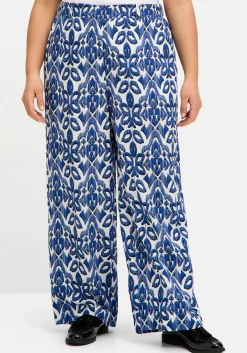 Weite bedruckte Hose mit Teilgummibund