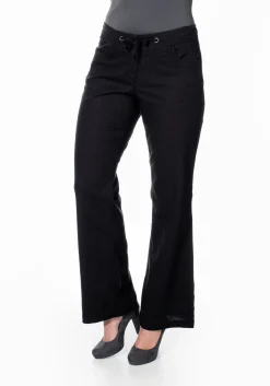 Weite Bootcut-Hose mit Leinenanteil