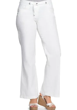 Weite Bootcut-Hose mit Leinenanteil