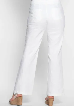 Weite Bootcut-Hose mit Leinenanteil