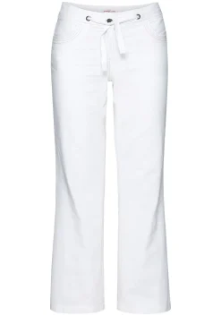 Weite Bootcut-Hose mit Leinenanteil