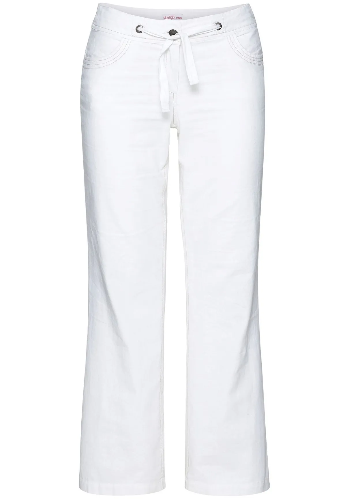 Weite Bootcut-Hose mit Leinenanteil