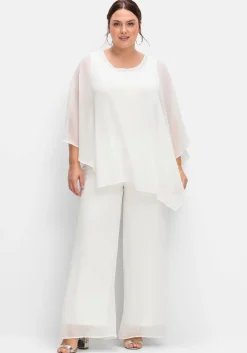 Weite Chiffonhose im Lagenlook, gefüttert