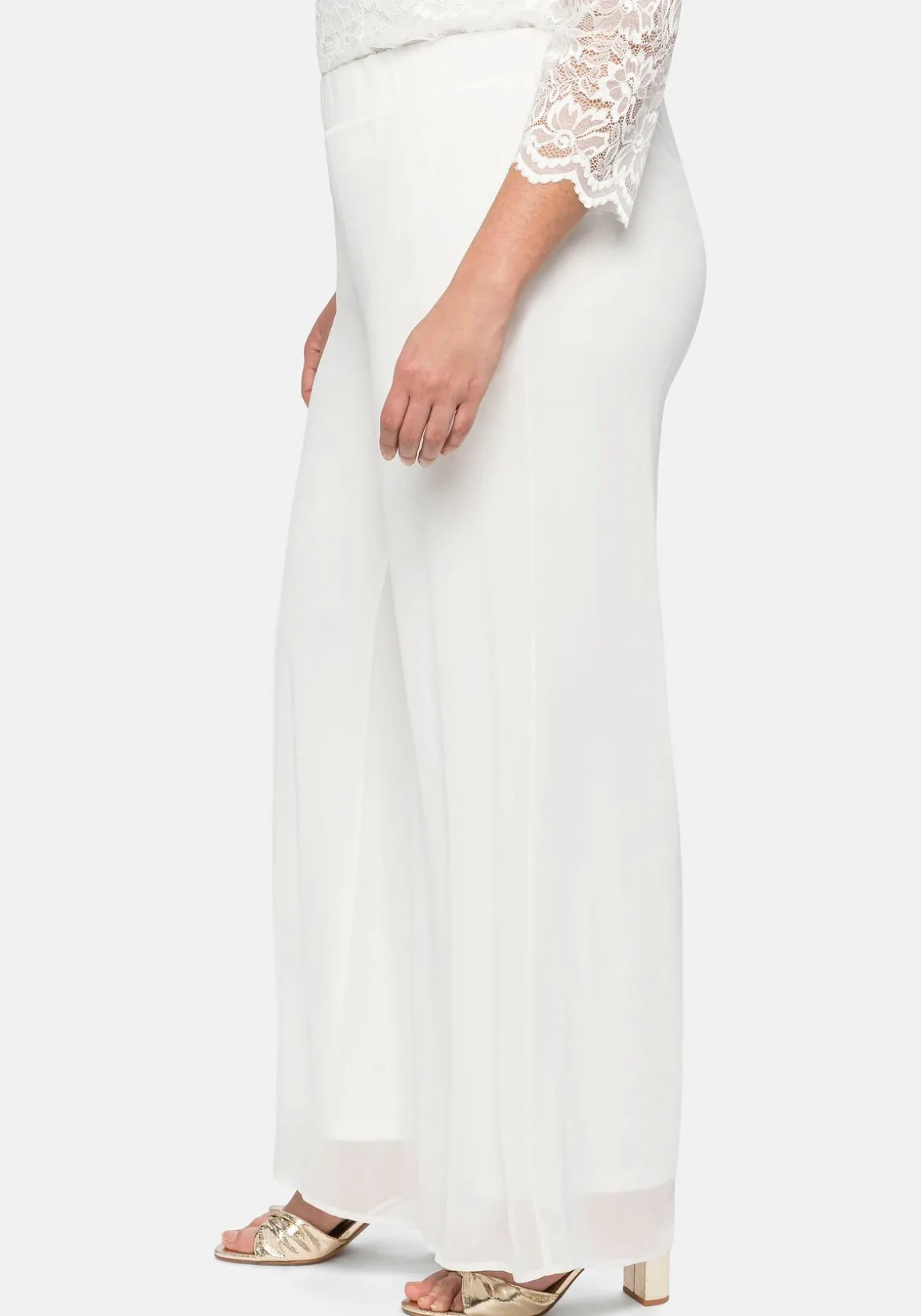 Weite Chiffonhose im Lagenlook, gefüttert