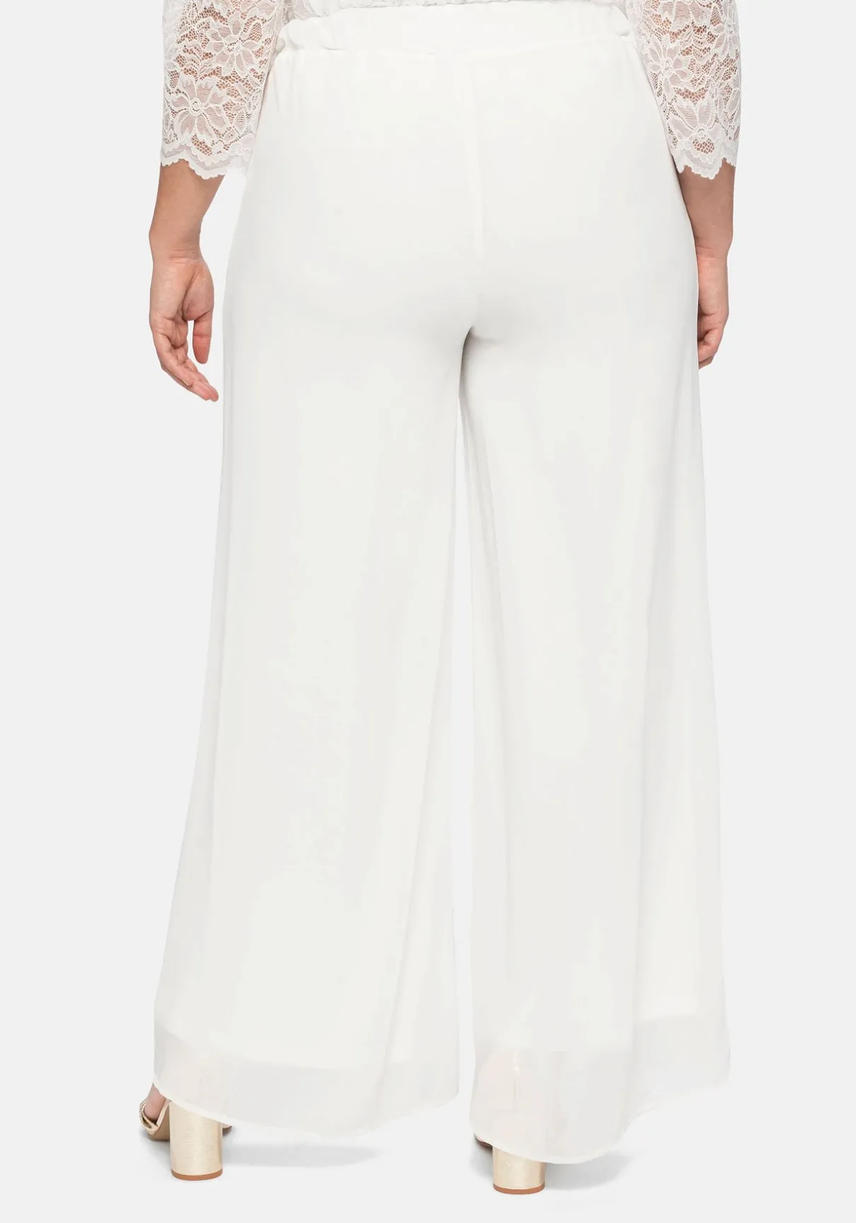 Weite Chiffonhose im Lagenlook, gefüttert