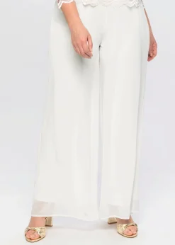 Weite Chiffonhose im Lagenlook, gefüttert