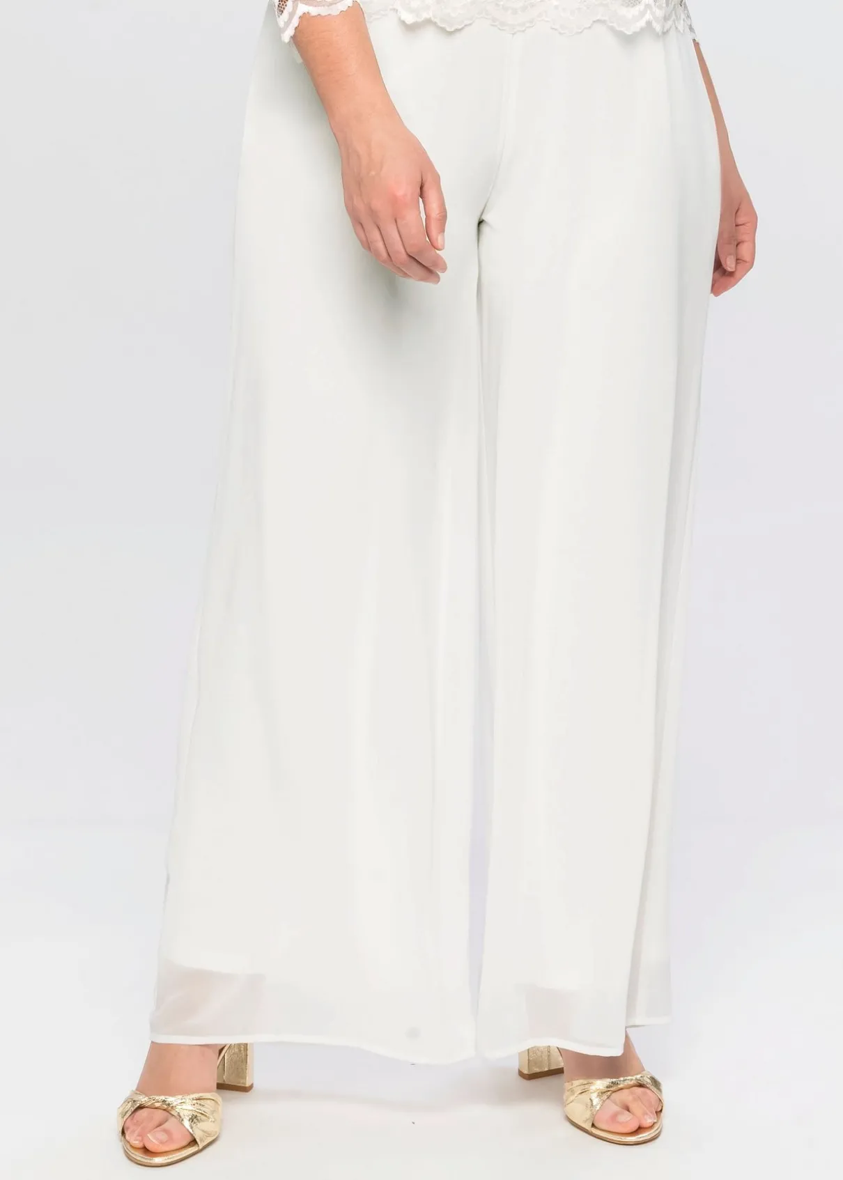 Weite Chiffonhose im Lagenlook, gefüttert