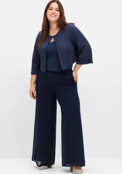 Weite Chiffonhose im Lagenlook, gefüttert