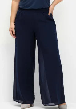 Weite Chiffonhose im Lagenlook, gefüttert