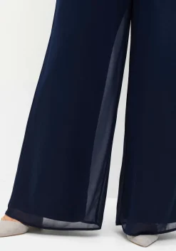 Weite Chiffonhose im Lagenlook, gefüttert