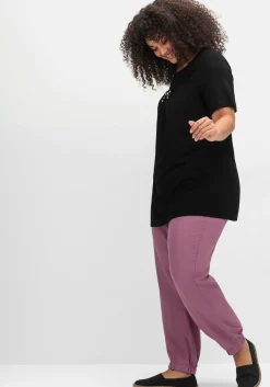 Weite, fließende Hose mit Bündchen am Saum