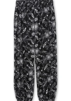 Weite Hose mit Blätterprint und breitem Smokbund