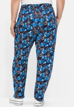 Weite Hose mit Blumendruck und breitem Smokbund