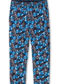 Weite Hose mit Blumendruck und breitem Smokbund