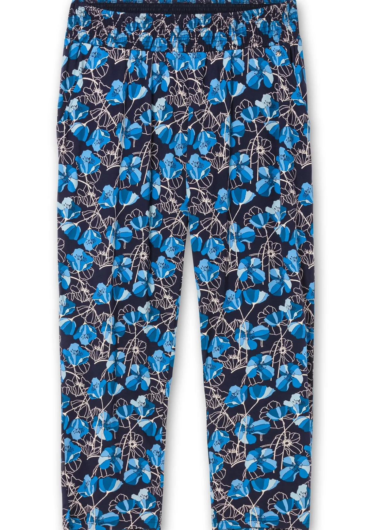 Weite Hose mit Blumendruck und breitem Smokbund