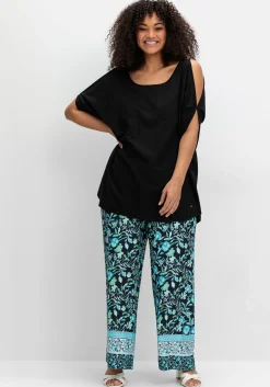 Weite Hose mit Blumenprint und Smokbund